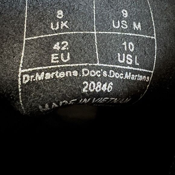 Dr. Martens 20846 Black Smooth Leather 8-Eye Combat Boot Men 9 Women 10 Grunge - Picture 14 of 16